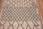 Close Up of Ivory Background Charcoal Color Tribal Geometric Modern Hallway Runner Rug 11184 by Nazmiyal Antique Rugs