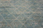 Close Up of Light Blue Abrash Background Creamy White Color Tribal Pattern Modern Room Size Area Rug 11651 by Nazmiyal Antique Rugs