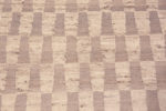 Close Up of Light Cream and Tan Color Geometric Modern Hallway High Low Wool Pile Runner Rug 11103 by Nazmiyal Antique rugs