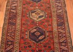 Close Up of Small Rustic Geometric Tribal Antique Persian Heriz Rug 72562 by Nazmiyal Antique Rugs