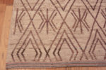 Corner of Cream Background Brown Tribal Geometric Pattern Modern Hallway Runner Rug 11186 by Nazmiyal Antique Rugs