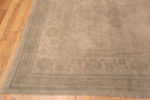Corner of Soft and Decorative Large Size Light Grey Cream Color Tribal Design Antique Turkish Oushak Rug 72668 by Nazmiyal Antique Rugs