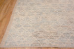 Corner of Decorative Washed Out Light Blue Background Creamy White Geometric Pattern Modern Area Rug 11670 by Nazmiyal Antique Rugs
