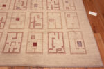 Corner of Ivory Cream Color Background Large Size Modern Rustic Tribal Geometric Grid Pattern Area Rug 11678 by Nazmiyal Antique Rugs