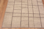 Corner of Ivory Cream Background With A Brown Color Simplistic Geometric Design Modern Hallway Runner Rug 11164 by Nazmiyal Antique rugs
