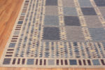 Corner of Light Blue Color Geometric Grid Pattern Modern Flatweave Swedish Design Kilim Rug 72685 by Nazmiyal Antique Rugs