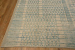 Corner of Light Blue And Creamy White Color Tribal Geometric Modern Room Size Area Rug 11465 by Nazmiyal Antique Rugs