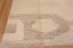 Corner of Minimalist Tribal Geometric Light Brown Pattern Ivory Cream Background Modern Room Size Area Rug 11422 by Nazmiyal Antique Rugs