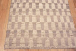 Corner of Light Cream and Tan Color Geometric Modern Hallway High Low Wool Pile Runner Rug 11103 by Nazmiyal Antique rugs