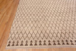 Corner of Ivory Background Brown Diamond Pattern Grid Design Modern Room Size Area Rug 11423 by Nazmiyal Antique Rugs