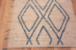 Corner of Light Ivory Cream Background With Light Blue Geometric Pattern Modern Hallway Runner Rug 11178 by Nazmiyal Antique Rugs