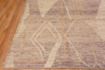 Corner of Light Neutral Warm Color Tribal Geometric Design Modern Room Size Rug 11490 by Nazmiyal Antique Rugs