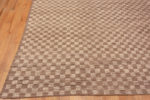 Corner of Neutral Earthy Tan and Cream Color Geometric Checkerboard Pattern Large Size Modern Area Rug 11701 by Nazmiyal Antique Rugs