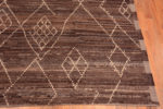 Corner of Rich Earthy Brown Color Background Primitive Tribal Geometric Pattern Modern Room Size Area Rug 11448 by Nazmiyal Antique Rugs