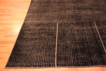 Corner of Rich Earthy Charcoal Brown and Touches Of Cream Color Tribal Geometric Design Modern Area Rug 11857 by Nazmiyal Antique Rugs