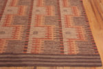 Corner of Rustic Geometric Pattern Modern Swedish Design Flatwoven Kilim Room Size Rug 72686 by Nazmiyal Antique Rugs