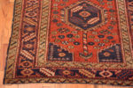 Corner of Small Rustic Geometric Tribal Antique Persian Heriz Rug 72562 by Nazmiyal Antique Rugs