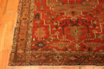 Corner of Small Tribal Geometric Antique Rustic Persian Medallion Heriz Serapi Area Rug 72550 by Nazmiyal Antique Rugs