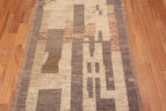 Details of Artistic Tribal Geometric Neutral Color Modern Hallway Runner Rug 11088 by Nazmiyal Antique rugs