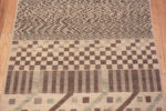 Details of Artistic Tribal Geometric Pattern Light Cream Neutral Color Modern Hallway Runner Rug 11154 by Nazmiyal Antique rugs