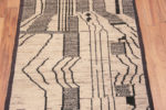 Details of Artistic Tribal Primitive Design Cream and Charcoal Color Modern Hallway Runner Rug 11093 by Nazmiyal Antique rugs