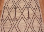 Details of Cream Background Brown Tribal Geometric Pattern Modern Hallway Runner Rug 11186 by Nazmiyal Antique Rugs