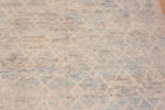 Details of Decorative Washed Out Light Blue Background Creamy White Geometric Pattern Modern Area Rug 11670 by Nazmiyal Antique Rugs