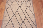 Details of Ivory Background Charcoal Color Tribal Geometric Modern Hallway Runner Rug 11184 by Nazmiyal Antique Rugs