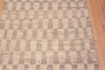 Details of Light Cream and Tan Color Geometric Modern Hallway High Low Wool Pile Runner Rug 11103 by Nazmiyal Antique rugs