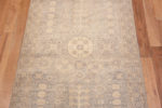 Details of Light Neutral Grey Color Khotan Pomegranate Design Modern Hallway Runner Rug 11212 by Nazmiyal Antique rugs