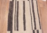Details of Minimalist Primitive Pattern Light Cream and Charcoal Color Modern Hallway Runner Rug 11880 by Nazmiyal Antique rugs