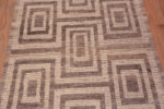 Details of Modern Neutral Cream Background With Earthy Colo Tribal Geometric Pattern Hallway Runner Rug 11106 by Nazmiyal Antique Rugs
