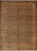 Fine Allover Floral Design Luxurious Room Size Vintage Persian Silk Qum Rug 72742 by Nazmiyal Antique Rugs