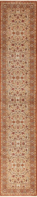 Fine Luxurious Floral Design Vintage Persian Qum Silk Hallway Runner Rug 72792 by Nazmiyal Antique Rugs