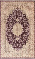 Fine Luxurious Purple Color Vintage Persian Silk Qum Rug 72753 by Nazmiyal Antique Rugs