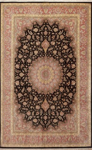Fine Luxurious Vintage Persian Silk Qum Room Size Rug 72751 by Nazmiyal Antique Rugs