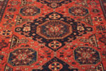 Medallion of Captivating Rare Room Size Classic Red and Blue Color Tribal Antique Caucasian Flatweave Soumak Kilim Rug 72667 at Nazmiyal Antique Rugs