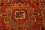 Medallion of Small Tribal Geometric Antique Rustic Persian Medallion Heriz Serapi Area Rug 72550 by Nazmiyal Antique Rugs