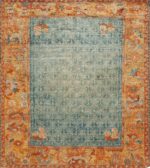Rare Small Square Shape Luxurious Antique Turkish Angora Oushak Rug 72690 by Nazmiyal Antique Rugs