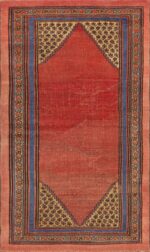 Small Rustic Tribal Minimalist Paisley Motif Antique Persian Bakshaish Rug 72554 by Nazmiyal Antique Rugs