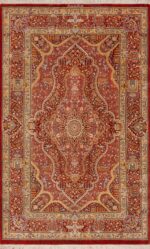 Small Fine Artistic Luxurious Silk Pile Vintage Persian Animal Design Qum Rug 70808 by Nazmiyal Antique Rugs