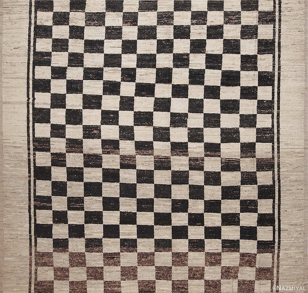 Square Shape Checkerboard Pattern Modern Area Rug Square Shape Checkerboard Pattern Modern Area rug 11673 by Nazmiyal Antique Rugs