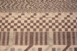 Texture of Artistic Tribal Geometric Pattern Light Cream Neutral Color Modern Hallway Runner Rug 11154 by Nazmiyal Antique rugs
