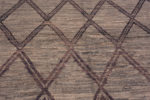 Texture of Soft Neutral Abrash Background Color Brown Tribal Geometric Diamond Pattern Square Shape Modern Room Size Area Rug 11396 by Nazmiyal Antique Rugs
