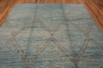 Top of Artistic Light Blue Abrash Background Brown Geometric Diamond Pattern Modern Area Rug #11503 Top of Artistic Light Blue Abrash Background Brown Geometric Diamond Pattern Modern Area Rug #11503 by Nazmiyal Antique Rugs