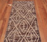 Top of Bold Rich Brown Background Ivory Color Tribal Design Modern Hallway Runner Abrash Rug 11161 by Nazmiyal Antique rugs