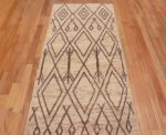 Top of Cream Background Brown Tribal Geometric Pattern Modern Hallway Runner Rug 11186 by Nazmiyal Antique Rugs