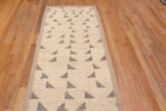 Top of Cream Geometric Grey Triangle Pattern Modern Hallway Runner Rug 11146 by Nazmiyal Antique rugs