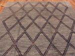 Top of Soft Neutral Abrash Background Color Brown Tribal Geometric Diamond Pattern Square Shape Modern Room Size Area Rug 11396 by Nazmiyal Antique Rugs