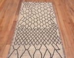 Top of Ivory Background Charcoal Color Tribal Geometric Modern Hallway Runner Rug 11184 by Nazmiyal Antique Rugs